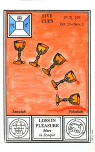 Five of Cups in the deck Tarot of Ceremonial Magick