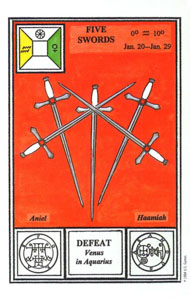 Five of Swords in the deck Tarot of Ceremonial Magick