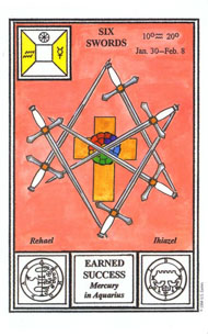 Six of Swords in the deck Tarot of Ceremonial Magick