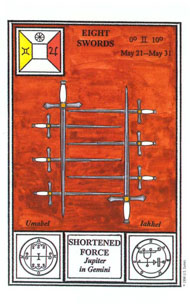 Eight of Swords in the deck Tarot of Ceremonial Magick