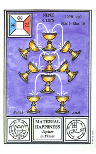 Nine of Cups in the deck Tarot of Ceremonial Magick