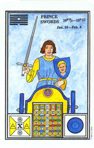 Knight of Swords in the deck Tarot of Ceremonial Magick