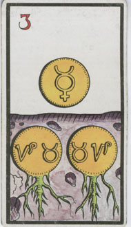 Three of Pentacles in the deck Esoteric Tarot