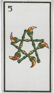 Five of Wands in the deck Esoteric Tarot