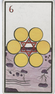 Six of Pentacles in the deck Esoteric Tarot