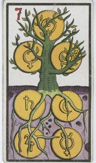 Seven of Pentacles in the deck Esoteric Tarot