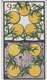 Nine of Pentacles in the deck Esoteric Tarot