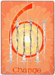 Six of Swords in the deck Gill Tarot