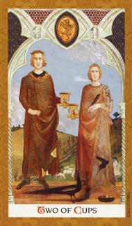 Two of Cups in the deck Golden Tarot