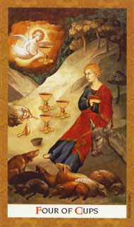 Four of Cups in the deck Golden Tarot