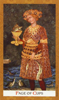 Page of Cups in the deck Golden Tarot