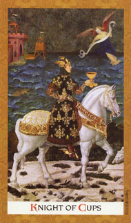 Knight of Cups in the deck Golden Tarot