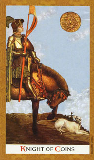 Knight of Pentacles in the deck Golden Tarot