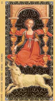 Ten of Cups in the deck Golden Tarot of the Renaissance