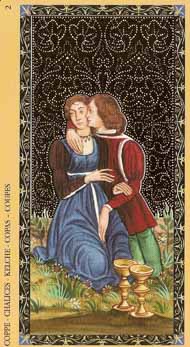 Two of Cups in the deck Golden Tarot of the Renaissance