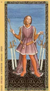 Four of Swords in the deck Golden Tarot of the Renaissance