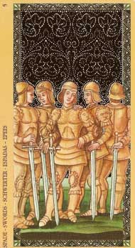 Five of Swords in the deck Golden Tarot of the Renaissance