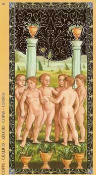 Six of Cups in the deck Golden Tarot of the Renaissance