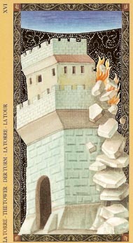 The Tower in the deck Golden Tarot of the Renaissance