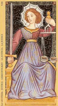 Strength in the deck Golden Tarot of the Renaissance