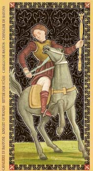 Knight of Wands in the deck Golden Tarot of the Renaissance