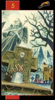 Five of Wands in the deck Gothic Tarot of Vampires