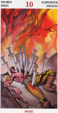 Ten of Swords in the deck Celtic Tarot II (ITA)