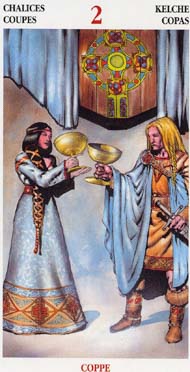 Two of Cups in the deck Celtic Tarot II (ITA)