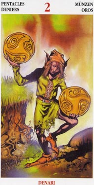 Two of Pentacles in the deck Celtic Tarot II (ITA)