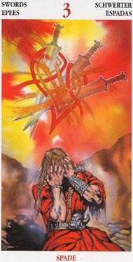 Three of Swords in the deck Celtic Tarot II (ITA)