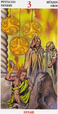 Three of Pentacles in the deck Celtic Tarot II (ITA)