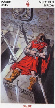 Four of Swords in the deck Celtic Tarot II (ITA)