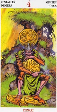 Four of Pentacles in the deck Celtic Tarot II (ITA)