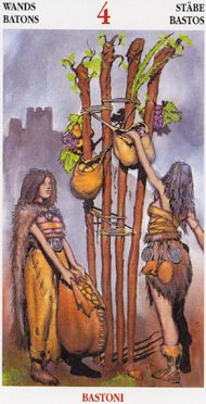 Four of Wands in the deck Celtic Tarot II (ITA)