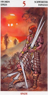 Five of Swords in the deck Celtic Tarot II (ITA)