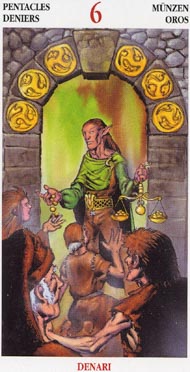 Six of Pentacles in the deck Celtic Tarot II (ITA)