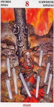 Eight of Swords in the deck Celtic Tarot II (ITA)