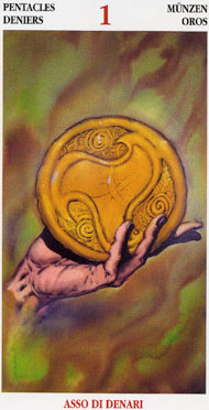 Ace of Pentacles in the deck Celtic Tarot II (ITA)