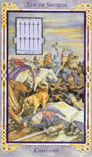 Ten of Swords in the deck Legend: The Arthurian Tarot