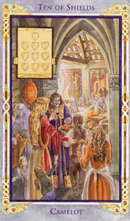 Ten of Pentacles in the deck Legend: The Arthurian Tarot