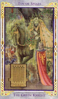 Ten of Wands in the deck Legend: The Arthurian Tarot