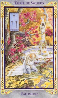 Three of Swords in the deck Legend: The Arthurian Tarot