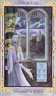 Five of Cups in the deck Legend: The Arthurian Tarot