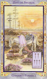 Five of Swords in the deck Legend: The Arthurian Tarot