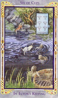 Six of Cups in the deck Legend: The Arthurian Tarot