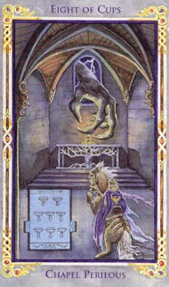 Eight of Cups in the deck Legend: The Arthurian Tarot