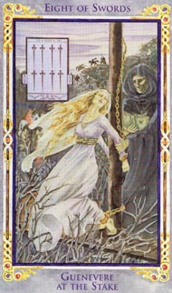 Eight of Swords in the deck Legend: The Arthurian Tarot