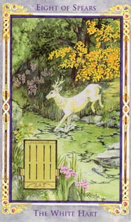 Eight of Wands in the deck Legend: The Arthurian Tarot