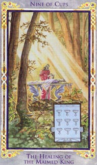 Nine of Cups in the deck Legend: The Arthurian Tarot