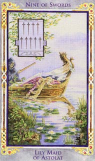 Nine of Swords in the deck Legend: The Arthurian Tarot